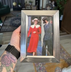 Framed Photo Of Princess Diana in 4×6 photo Silver Frame featuring redacted