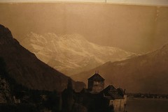 ANTIQUE ADOLPHE BRAUN *CHATEAU DE CHILLON LAKE GENEVA SWISS ALPS* ALBUMEN PHOTO
