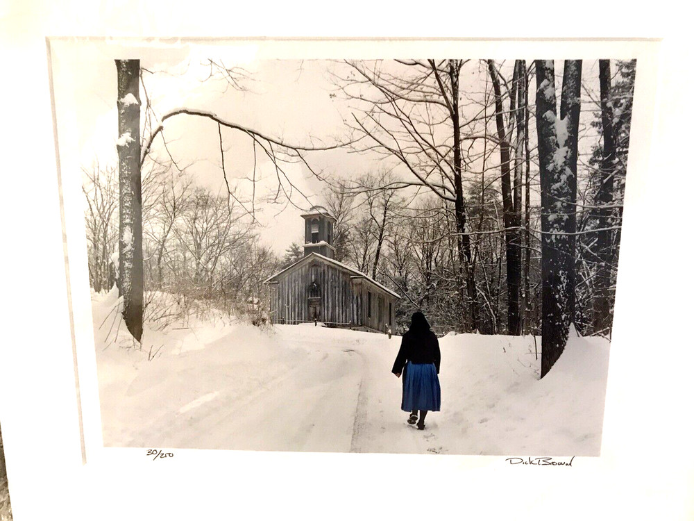Dick Brown Photography Amish Woman and Church in Winter Signed Limited Edition
