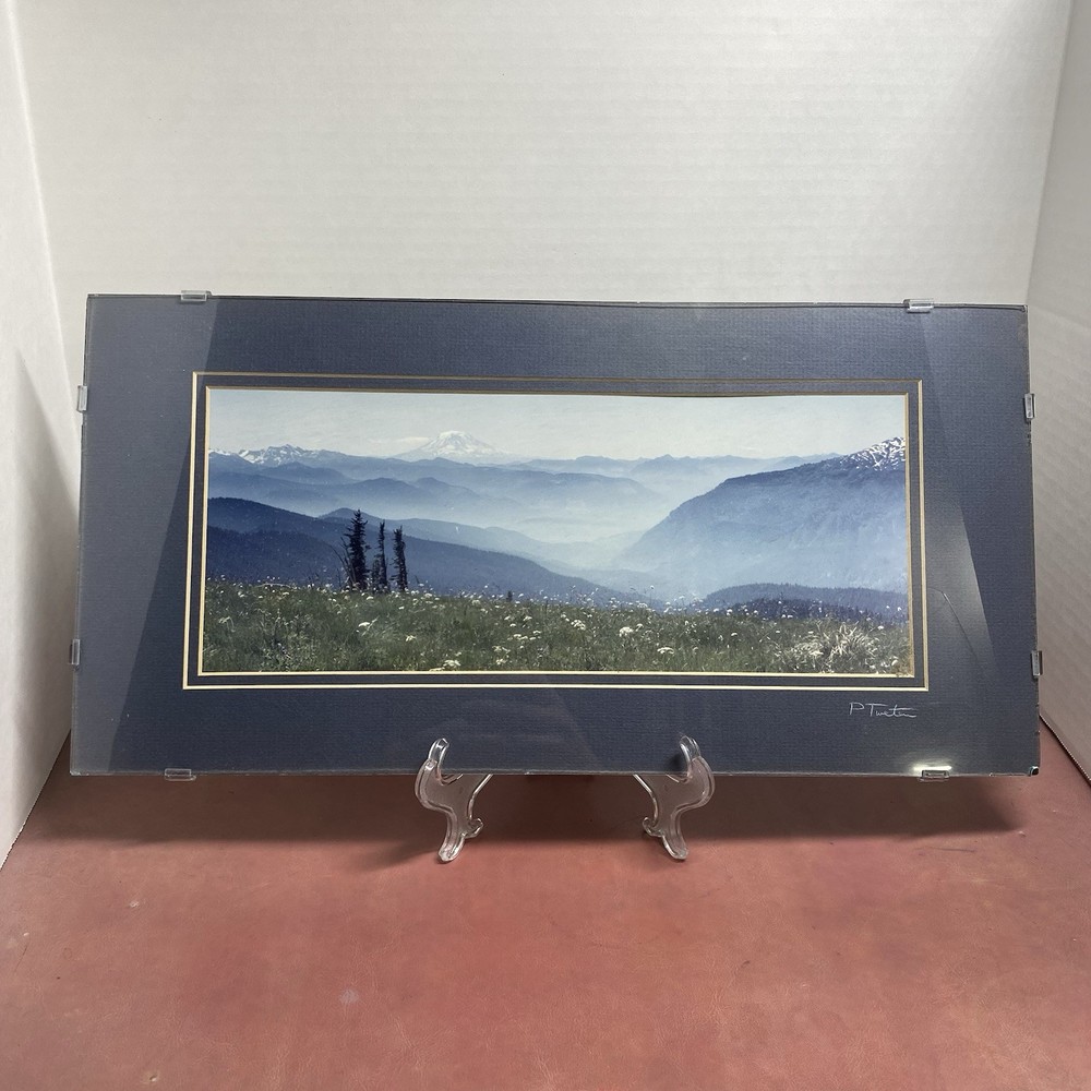 Paul Tweten Photography Mt Hood 1986 9×18 Matte Glass Framed Wall Hanging Signed
