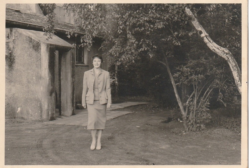 Vintage Photo Young Beautiful Woman in Garden Snapshot