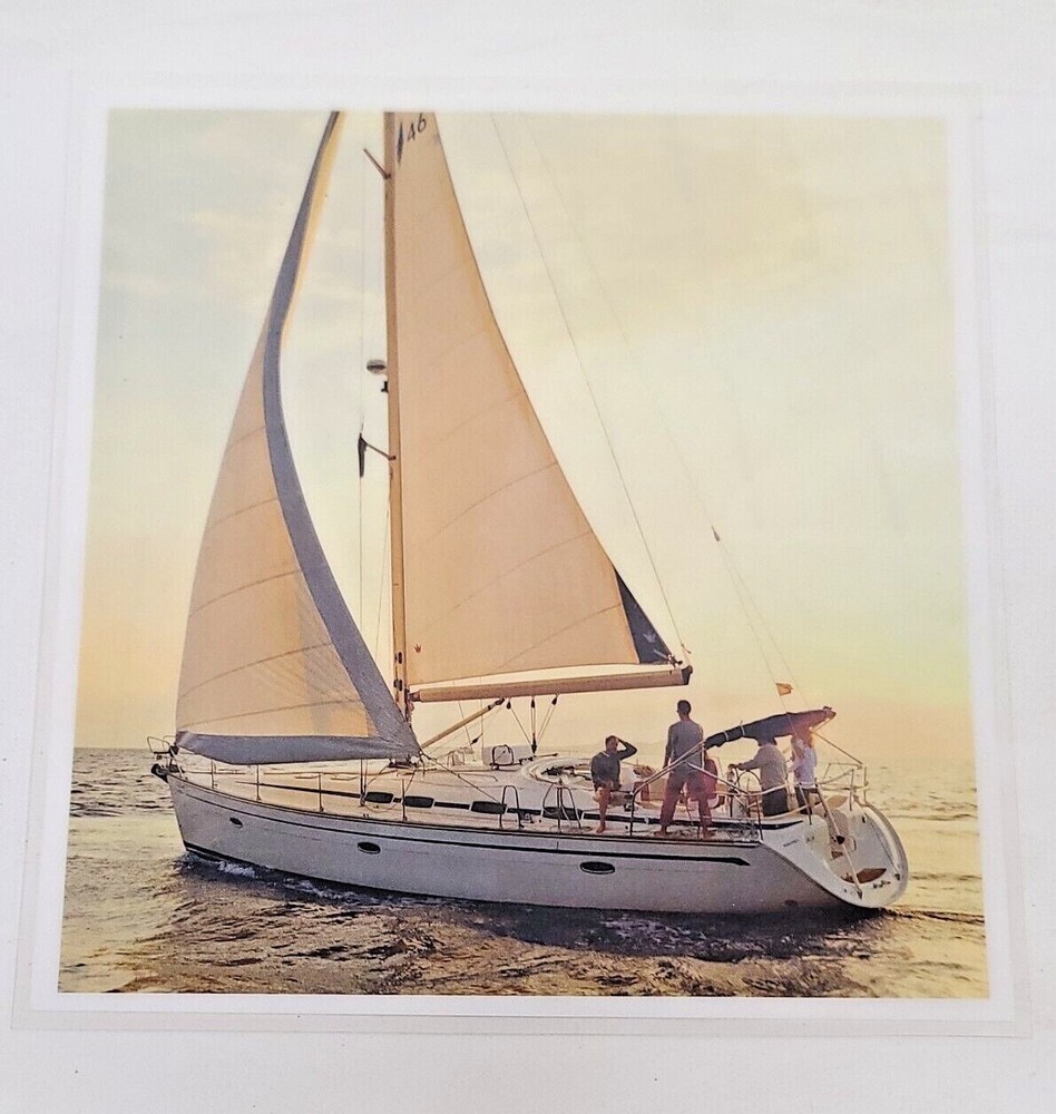 Sailboat Photograph Laminated Square Wall Picture Vacation Water Ocean Sea Boat