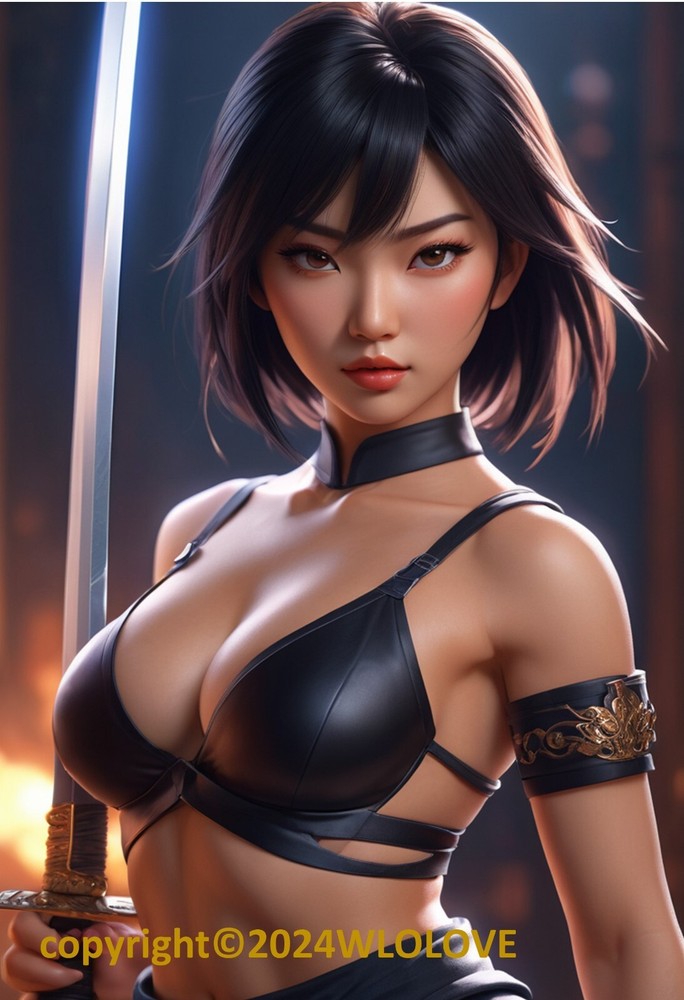 Beautiful Sensual Asian Girl Anime D on Quality semi-gloss Photo Paper 13″ x 19″