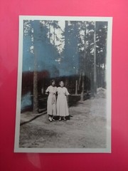 Alt Foto antik Frauen Woman forest im Wald Natur Kleid Mode old Photo nice dress