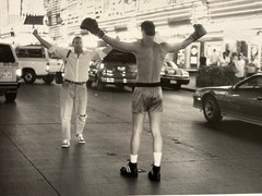 Hands Raised Boxer in Times Square 10 7/8 x 14 Photograph-1980s-Mark Bugzester