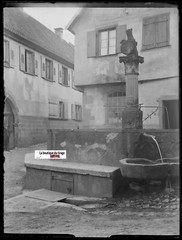 Heiligenstein Fountain, Plate Glass Photo, Negative Antique Black & White