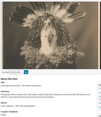 Navajo Mask “Yebichai Hunchback” Edward S. Curtis, c1904, 5″ x 7″ New Print