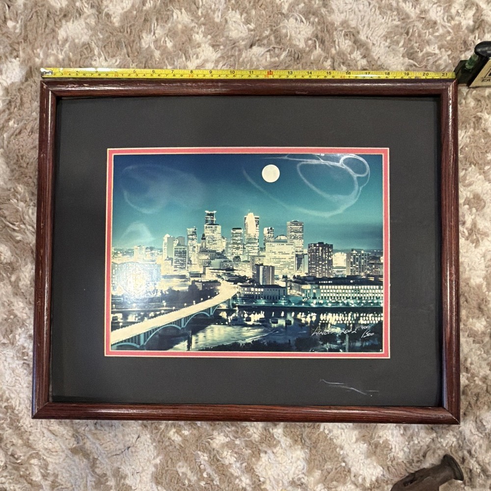 Steven Linder Signed Limited Ed 2002 “August Moon” Cityscape Framed Photo