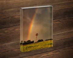 Rainbow photography print country windmill picture Nebraska landscape wall art