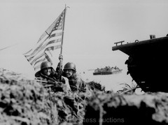 WWII US Officers 1st American Flag on Guam 1944 Photographic Reprint