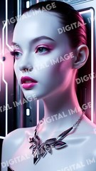 Digital Art Picture Image Photo Wallpaper Background Desktop AI Cyberpunk Woman