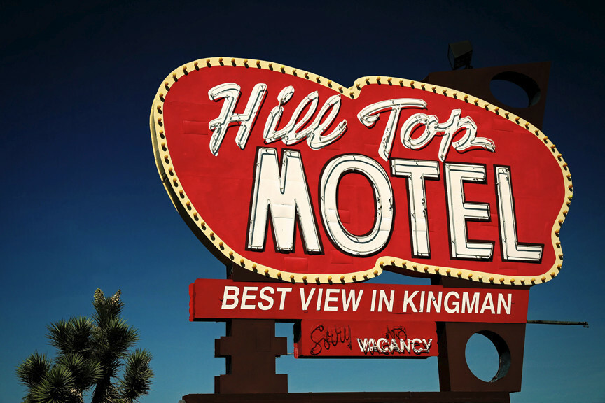Original Route 66 Motel Neon Sign fine art photography print signed & matted