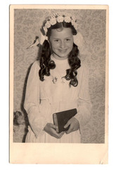 7261- Photo Postcard * Communion * Girl * Lank 1952