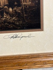 Signed Framed Limited Ed Humor Sepia Photo – Bear Waiting Outside the Outhouse