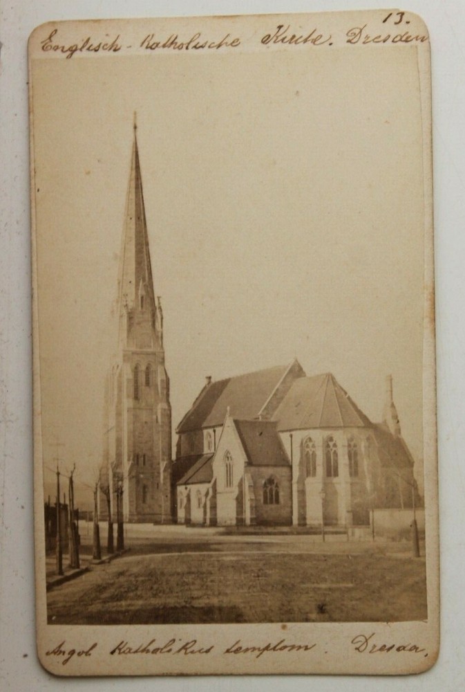 31973 CDV Photo DRESDEN English Catholic Church Wiener Str. around 1870