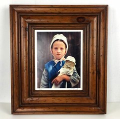 DICK BROWN Amish Girl Child Photo Picture Signed Folk Art Wall Decor PA Gift