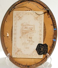 Antique Oval Wood Frame & Mat Victorian Era with Sepia Photograph of Young Boy