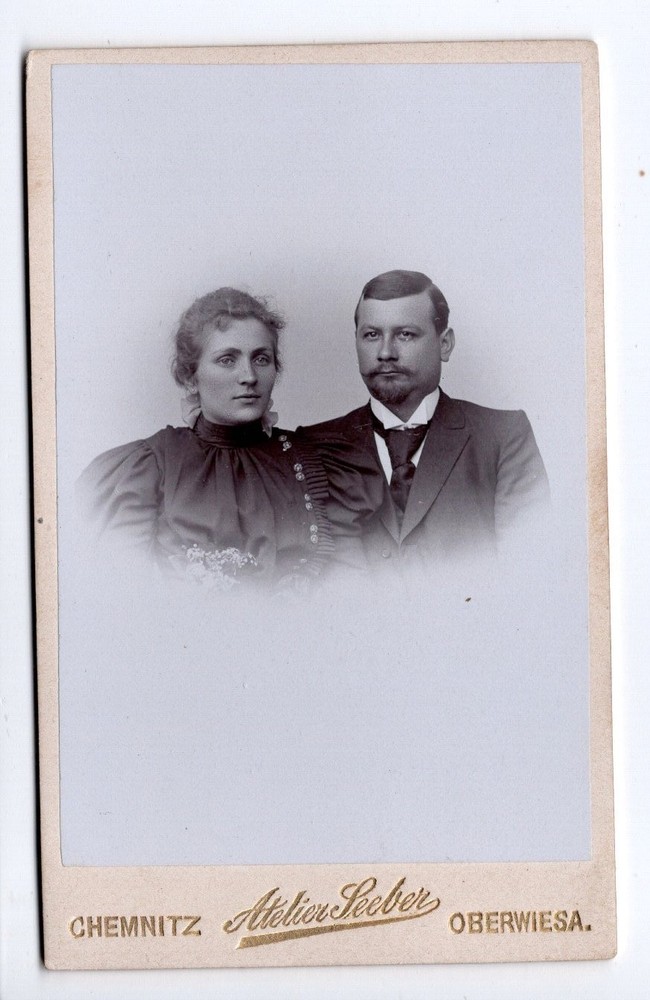 CDV Photo Pretty Couple Studio Clemens Seeber Chemnitz Oberwiesa 1897 (C1125)