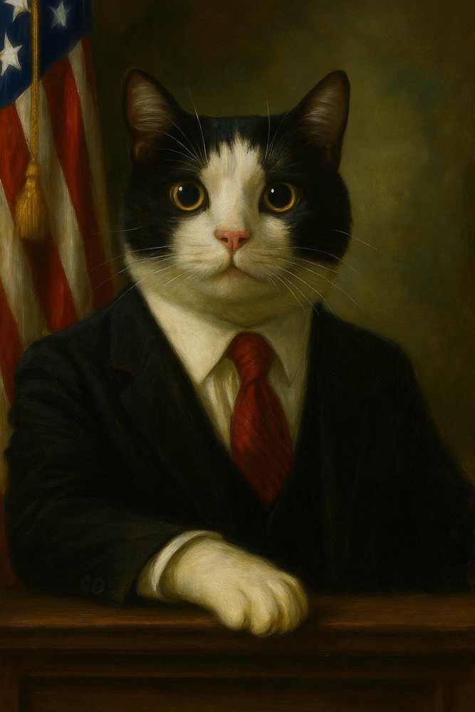 Presidential Cat Oil Metallic Metal Sheet Print Photography Photomanipulation