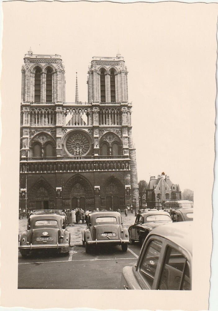 Vintage Photo Parked Cars Off Notre Dame/Paris/FRA Car Vintage Passenger Car