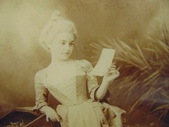 Antique Portrait Photo Woman Child Writing Reading Baker’s Art Gallery 1898 Ohio