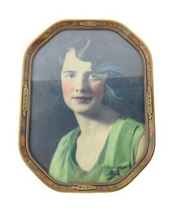 Art Deco Frame Vintage Photograph Print Young Woman 1920s Hand Tinted Buren