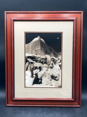 Native Pueblo Market Scene Black & White Photograph, Framed
