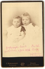 Photograph C. Burghardt, Aalen, two small children in white dresses