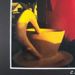 Black Mat Photo Tea Cup & Coffee Pot Landscape Americana Ltd Signed Color Print