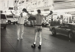 Hands Raised Boxer in Times Square 10 7/8 x 14 Photograph-1980s-Mark Bugzester