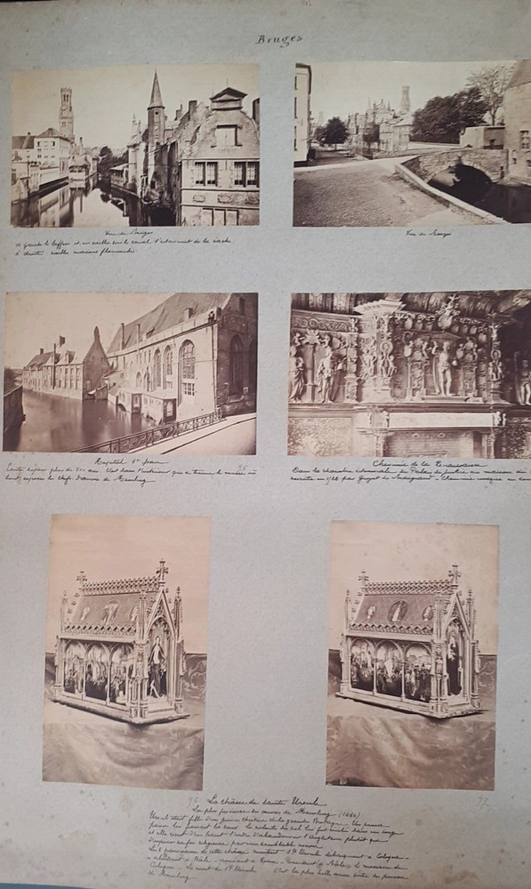 Rare Photo Board Late 19th – Early 20th Century Belgium Monuments City Of Bruges