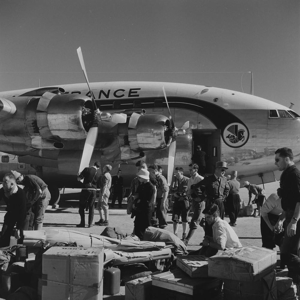 Photo On Baryte Paper Military Airplane Algeria 1960 Size 40x40cm