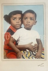 Vintage 14pc Color HAND Tinted & B&W PORTRAITS 2 Black Children Siblings Photos