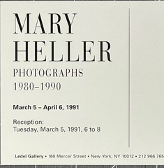Mary Heller Art Show Announcement Card 1991 NYC – Photographs 1980-1990