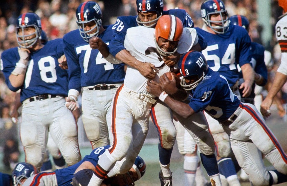 brown-jim-vs-giants 8×10 Colorized Print-FREE SHIPPING