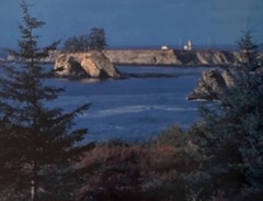 Intercraft Framed Color Photograph Glossy Lighthouse Coastline Nautical Decor