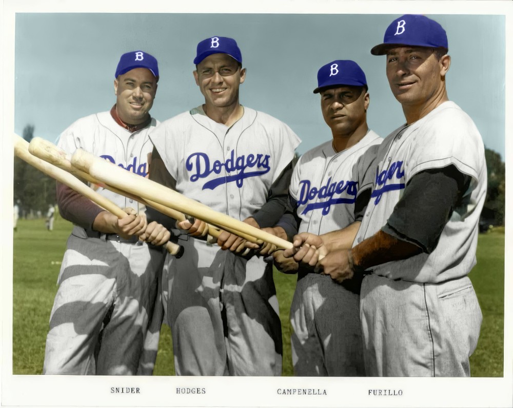1952 Dodgers-Snider, Hodges, Campy & Furillo 8×10 Colorized Print-FREE SHIPPING