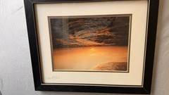 Framed Sunset Seascape Landscape Color Photograph with Black Frame