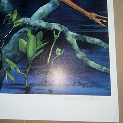 Egret In Flight: Fine Art Print “ Quiet Sunset” Vernon L Good 24.5 X 35” Overall