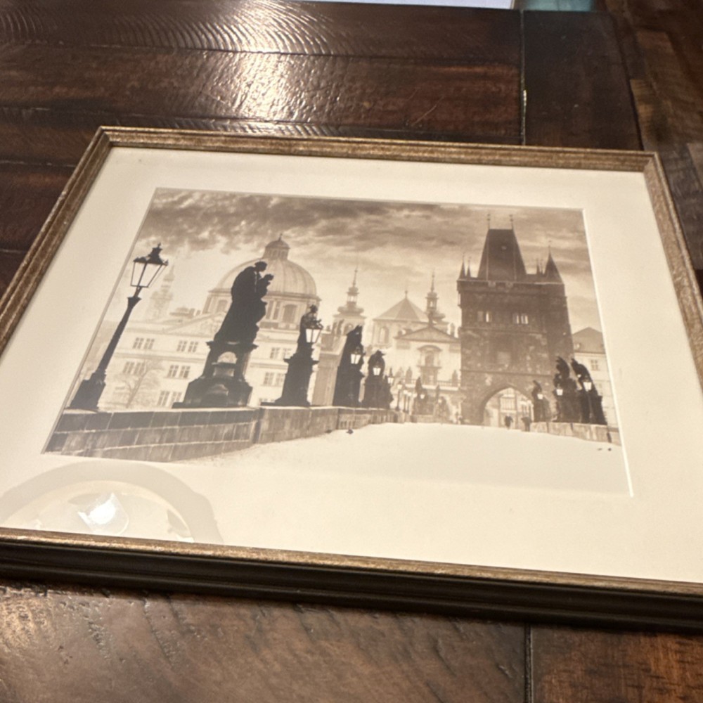 Artists & Framers Black & White Framed Landscape Cityscape Bridge Photograph