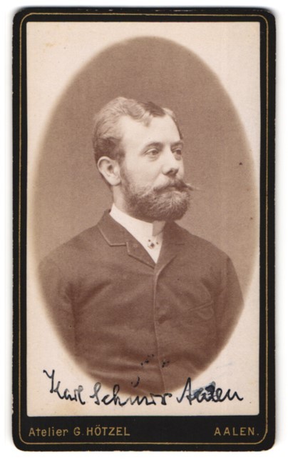 Photograph G. Hötzel, eels, breast portrait of a gentleman with beard and moustache