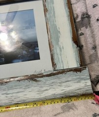 Large Rustic Blue Wooden Frame w/ Paris Photo 11”x 14” Photograph 18”x 22” Frame