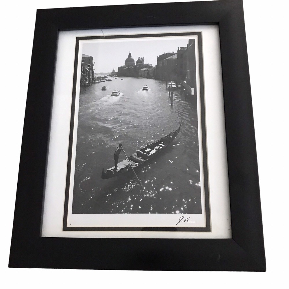 Jesse Kalisher Photo Signature Gondolas on the Grand Canal Black White Venice