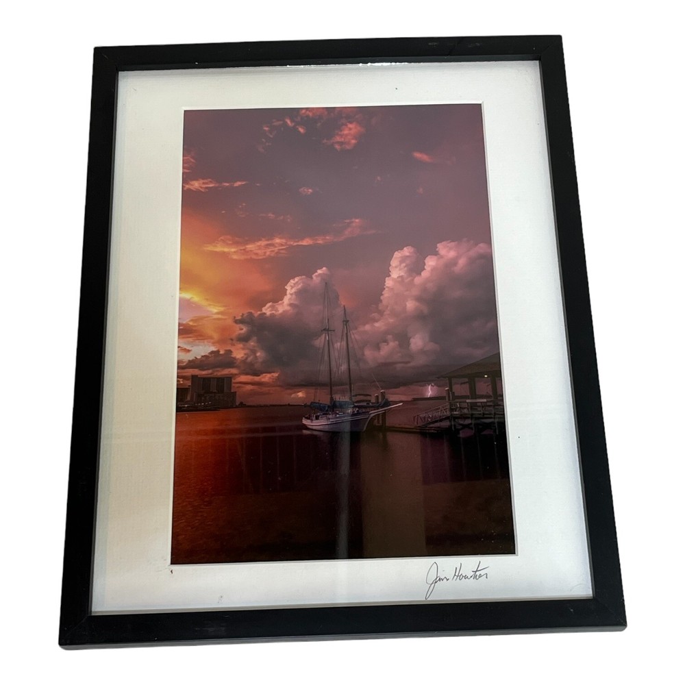 Photograph Of Sailboat In The Harbor At Sunset Signed