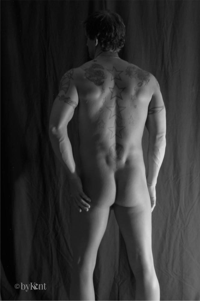 Nude male art model photographs, three 4×6″ prints