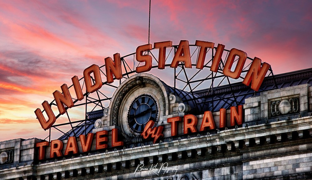 Denver Union Station Travel by Train Framed Photograph Canvas Wall Art Print
