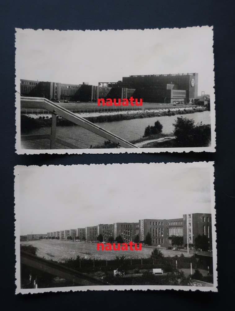 Genuine 2x Photos Wolfsburg Volkswagen Plant and VW Beetle 1952