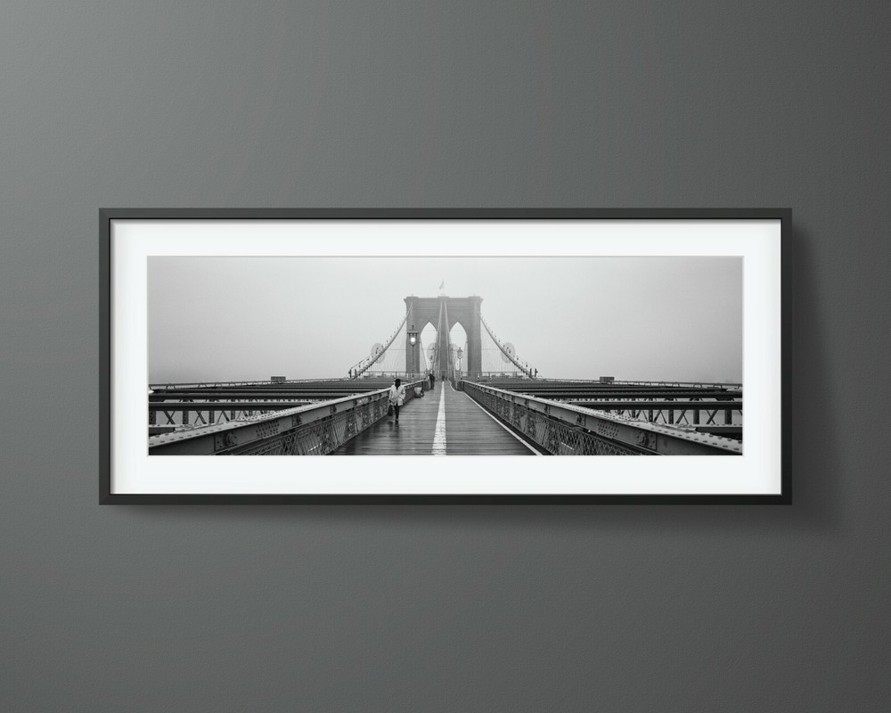 Brooklyn Bridge NYC – Large panoramic B&W photo print wall art | Limited edition