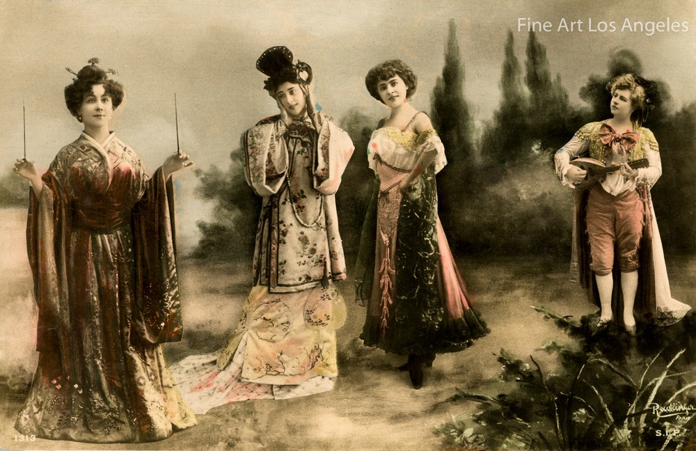 Leopold Reutlinger Photo, Hand Tinted Costumed Ladies, Paris, 1890