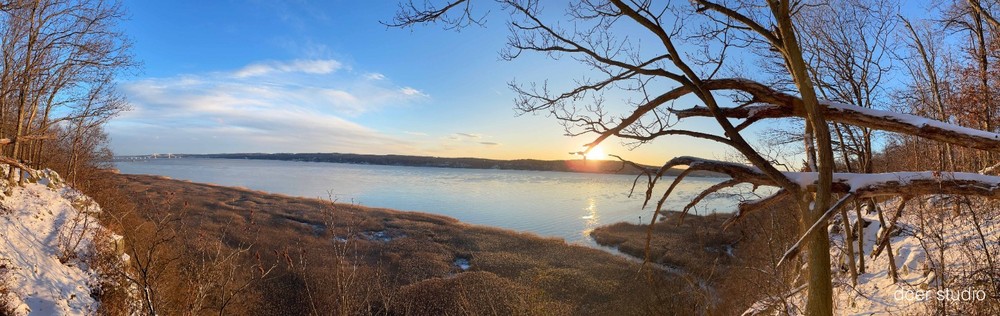 10F- Tallman Mountain, NY, Panorama, Hudson River, Winter, Snow, Nature, Outdoor